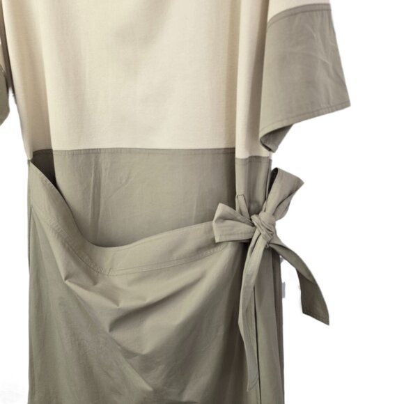 COS Contrast Wrap Dress Khaki Size L – Organic Fabric, Midi Workwear - Picture 8 of 13